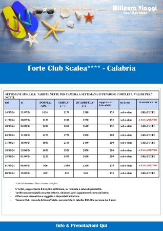 Villaggio Forte club Scalea - Quote a Camera da € 699 !!!! e TC incluse !!!! 